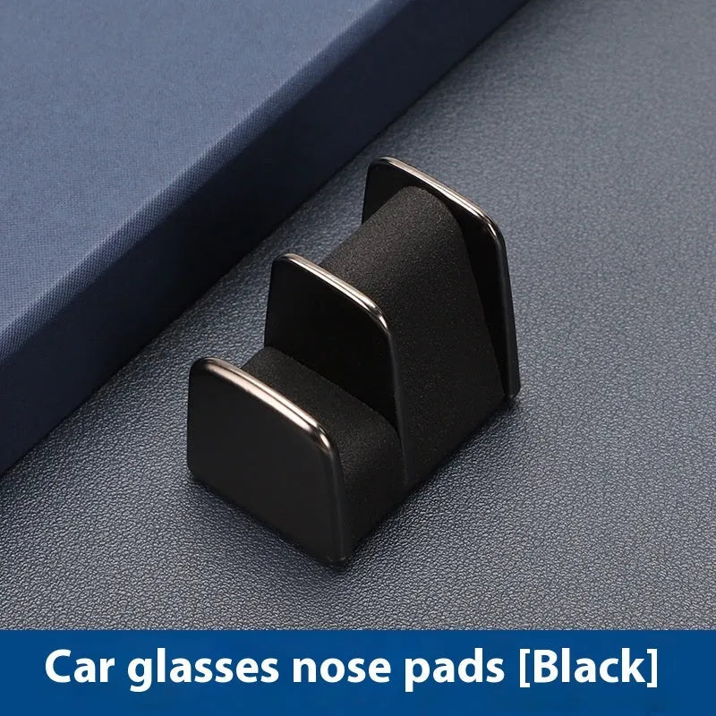 Car dashboard glasses clip holder in black, grey, green or red with zinc alloy leather construction