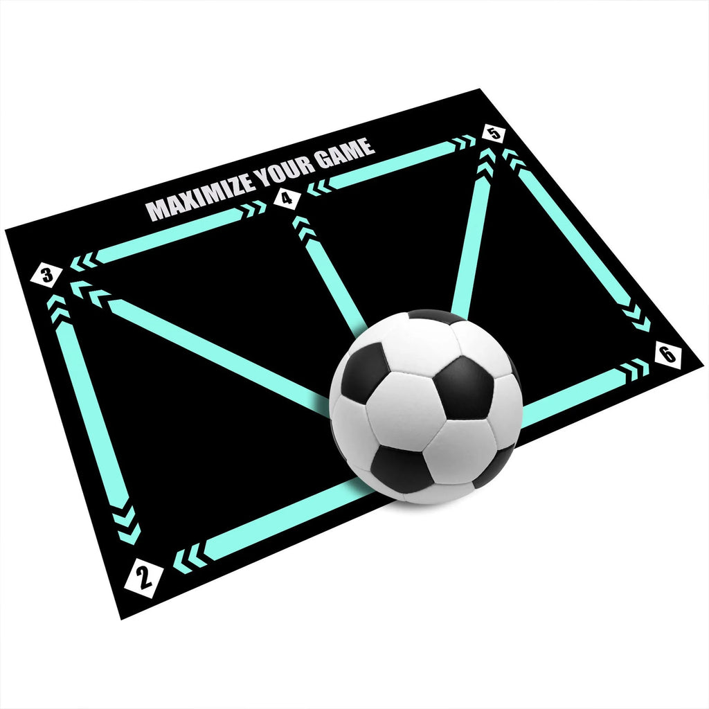 Cushioned rubber football training mat for indoor skill practice with basket row movement drills