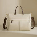 Women's Oxford cloth laptop briefcase with open outer pocket in Nuts and Apricots colour