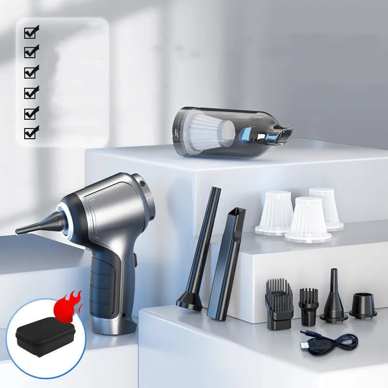 Handheld car and home vacuum cleaner with rechargeable battery and EVA storage bag