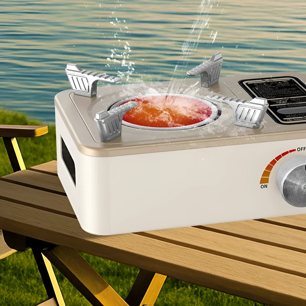 White stainless steel portable infrared gas stove for outdoor cooking