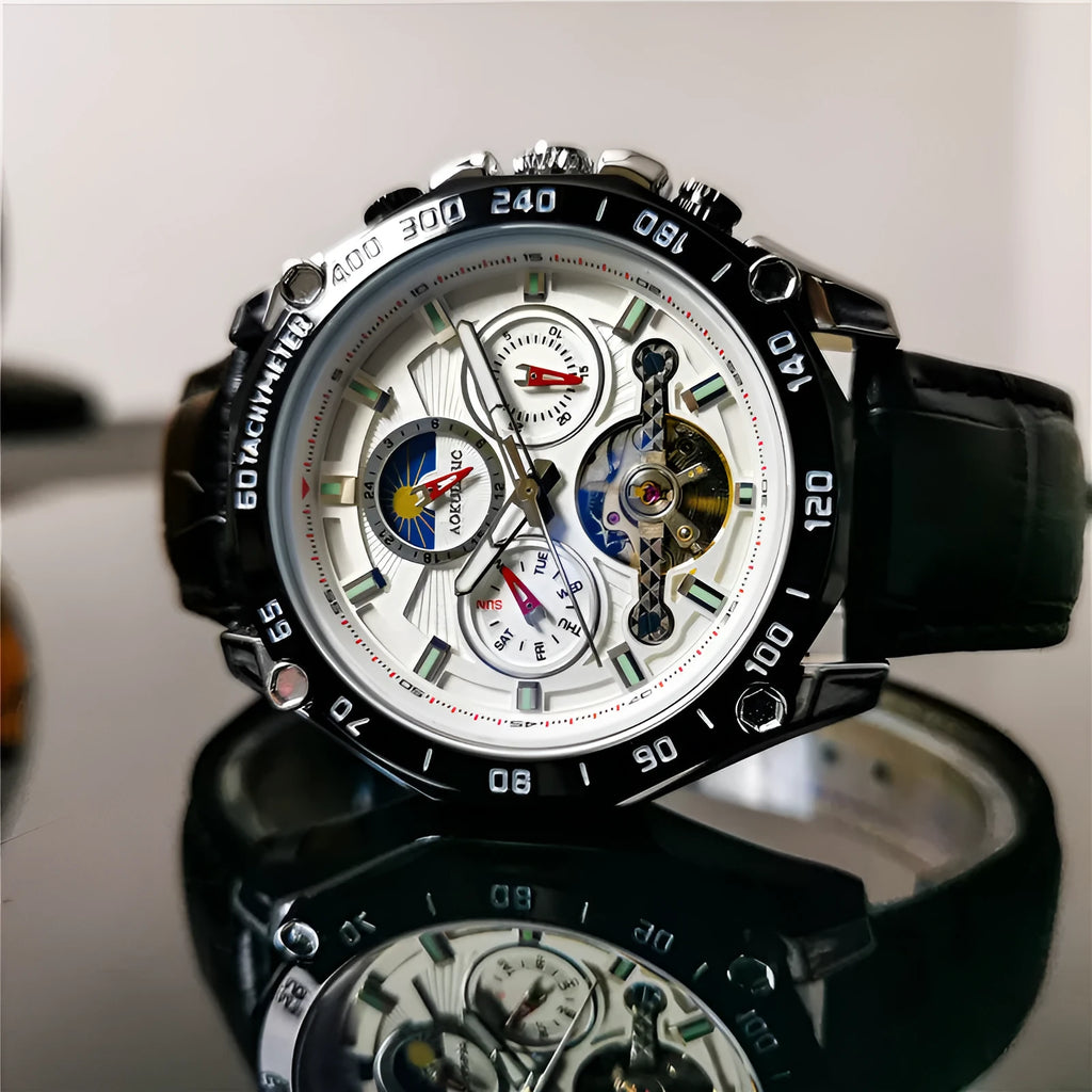 Men's automatic mechanical watch showing different colour combinations with 12mm case thickness