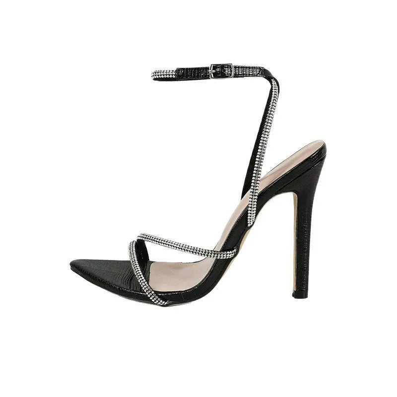 Women's summer cross strap pointed toe sandals with PU upper and rubber sole in colour options