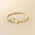 Women's Korean-style geometric pearl stitching bracelet with electroplated S925 silver finish on alloy