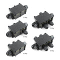 IP68 waterproof six-way outdoor junction box in black, white, or transparent, with connector, for fountain light cables.