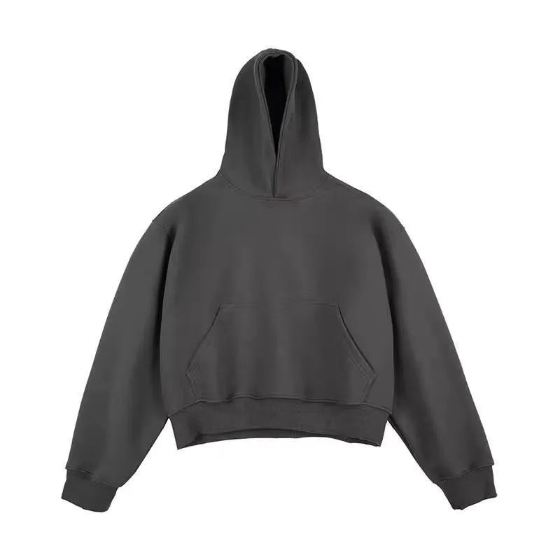 Chinese cotton composite silver fox velvet hooded sweater with removable hood in street fashion style.