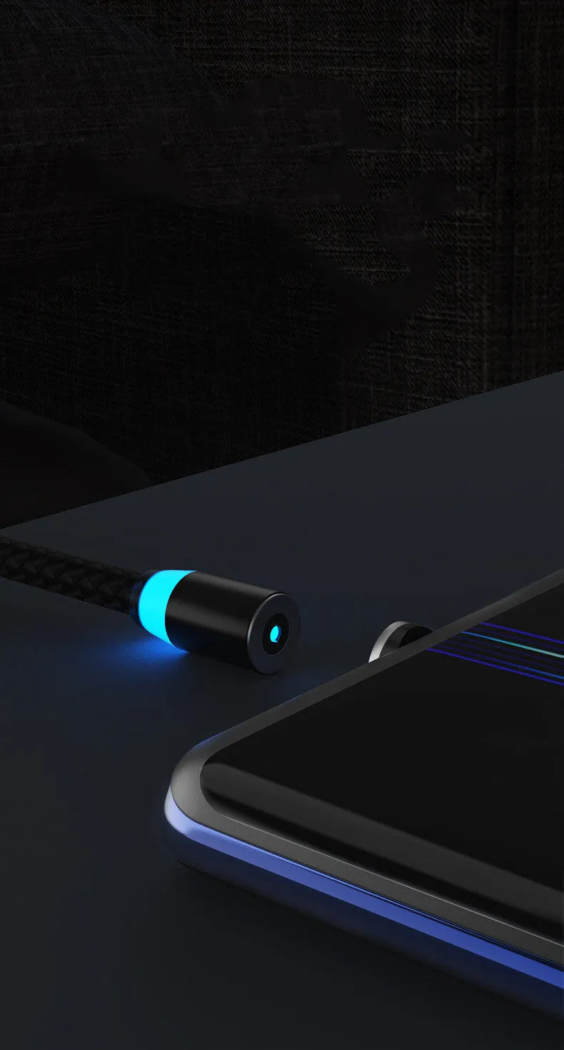 Magnetic charging cable with LED light for iPhone and Android phones in multiple colours and lengths