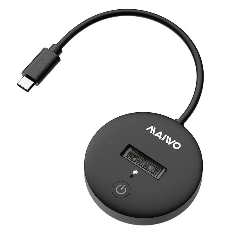 Black external hard disk enclosure for solid state drives with USB Type-C port