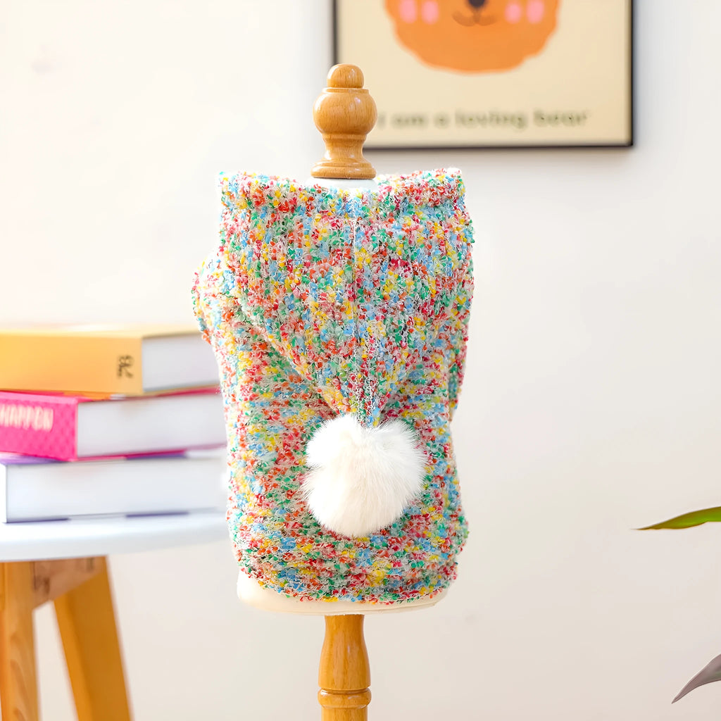 Candy-coloured polyester pet hoodie for small dogs and cats, unisex, sizes XS to XL