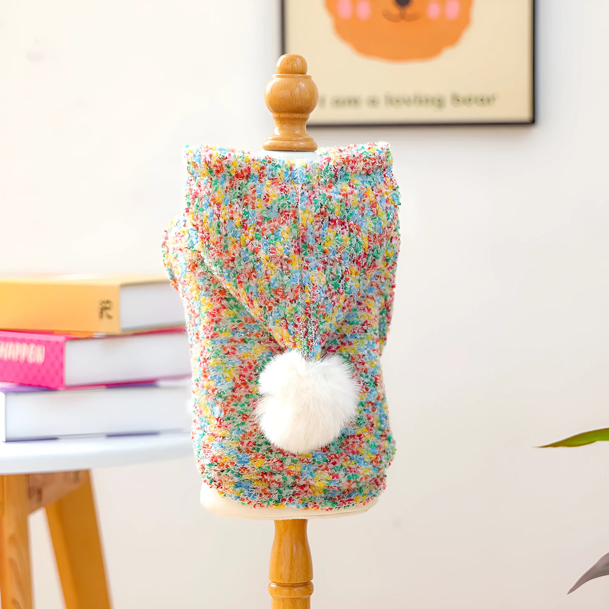 Candy-coloured polyester pet hoodie for small dogs and cats, unisex, sizes XS to XL