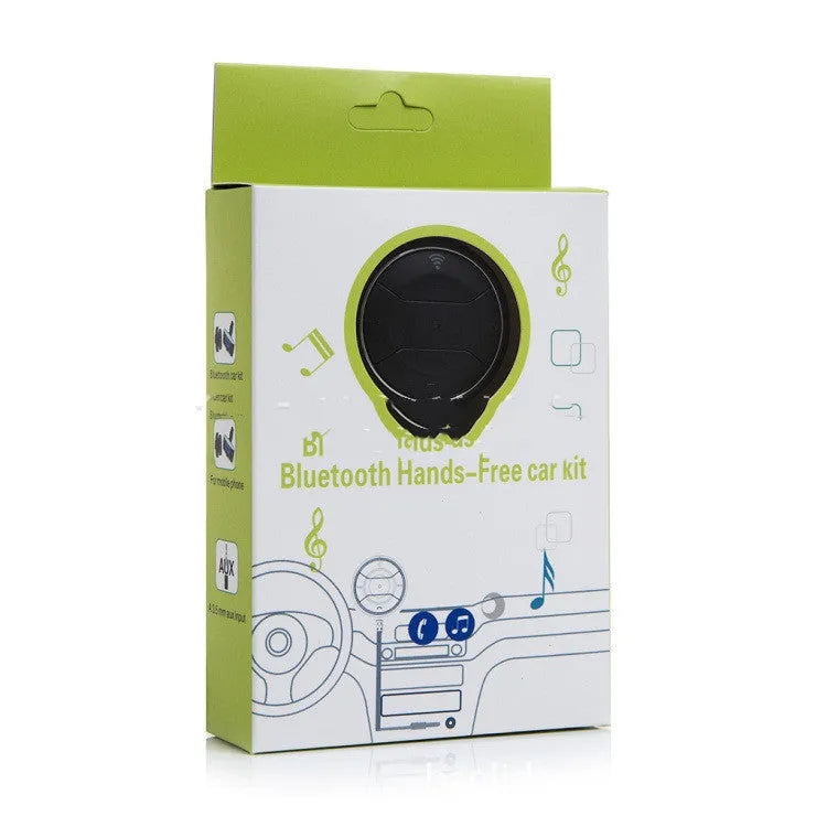 Bluetooth 5.0 car hands-free music player with NFC in black with AUX cable and mini USB power port