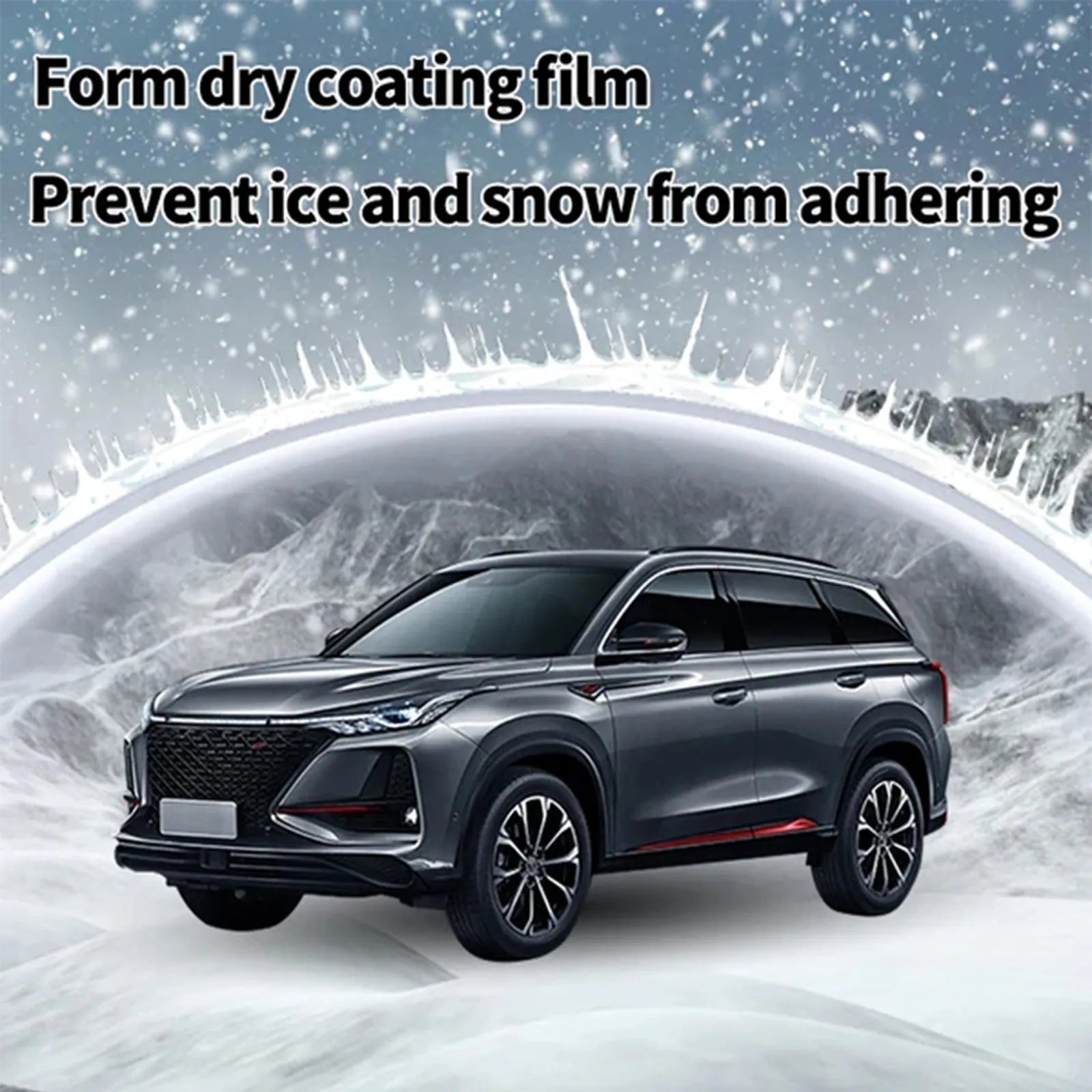 Car snow brush with hydrophobic nano coating liquid in 5x9x14cm packaging with PE handle