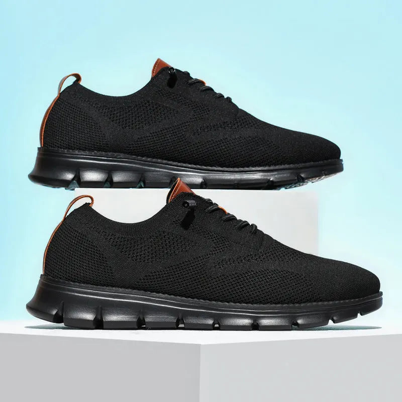 Men's flat bottomed running shoes dark blue black brown rubber sole low top lace-up tennis casual sizes 36-50