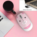 Compact wireless mouse with cartoon animal design featuring blue rabbit graphic and USB receiver