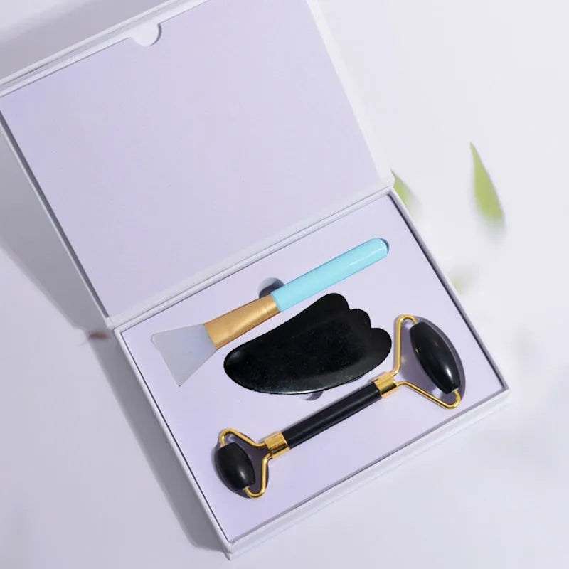 Black bianstone jade face massage bar for gua sha and facial massage