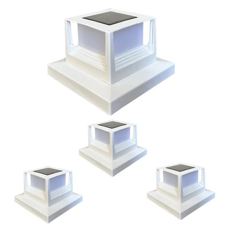 Outdoor solar pillar lamp, square 160mm x 160mm x 110mm, IP44, black or white, for home courtyard