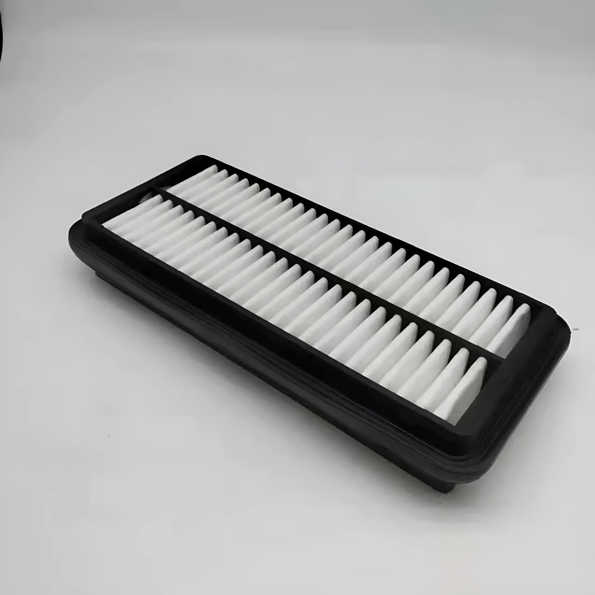 Black car air filter for Modern vehicles measuring 256x113x40mm