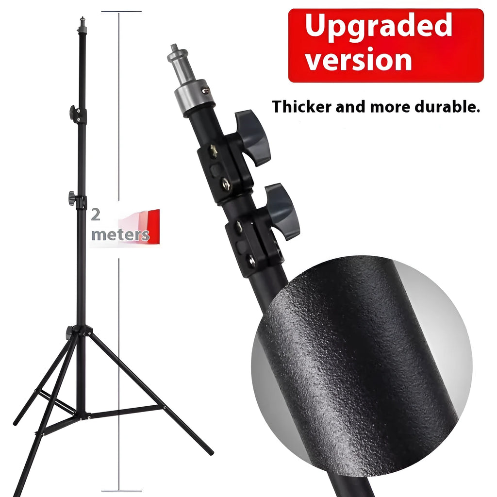 2.1m carbon steel tripod light stand with mobile phone holder for photography