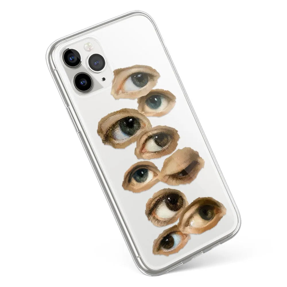 Hand drawn eye soft silicone phone case with non-slip surface for iPhone models