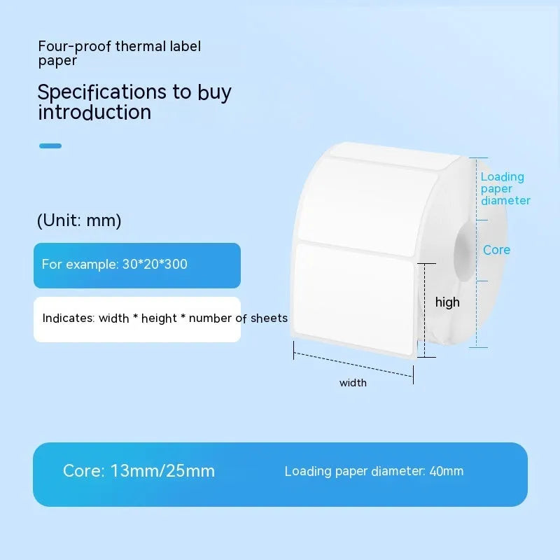Roll of bright white 40x40mm thermal synthetic paper adhesive labels for retail pricing
