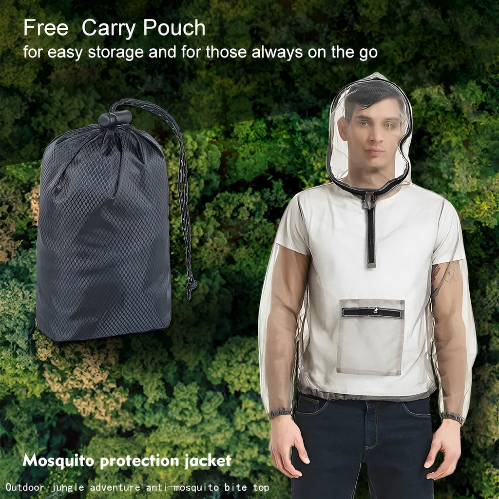 Smoky grey breathable mesh insect-proof outdoor jacket shown in XL size