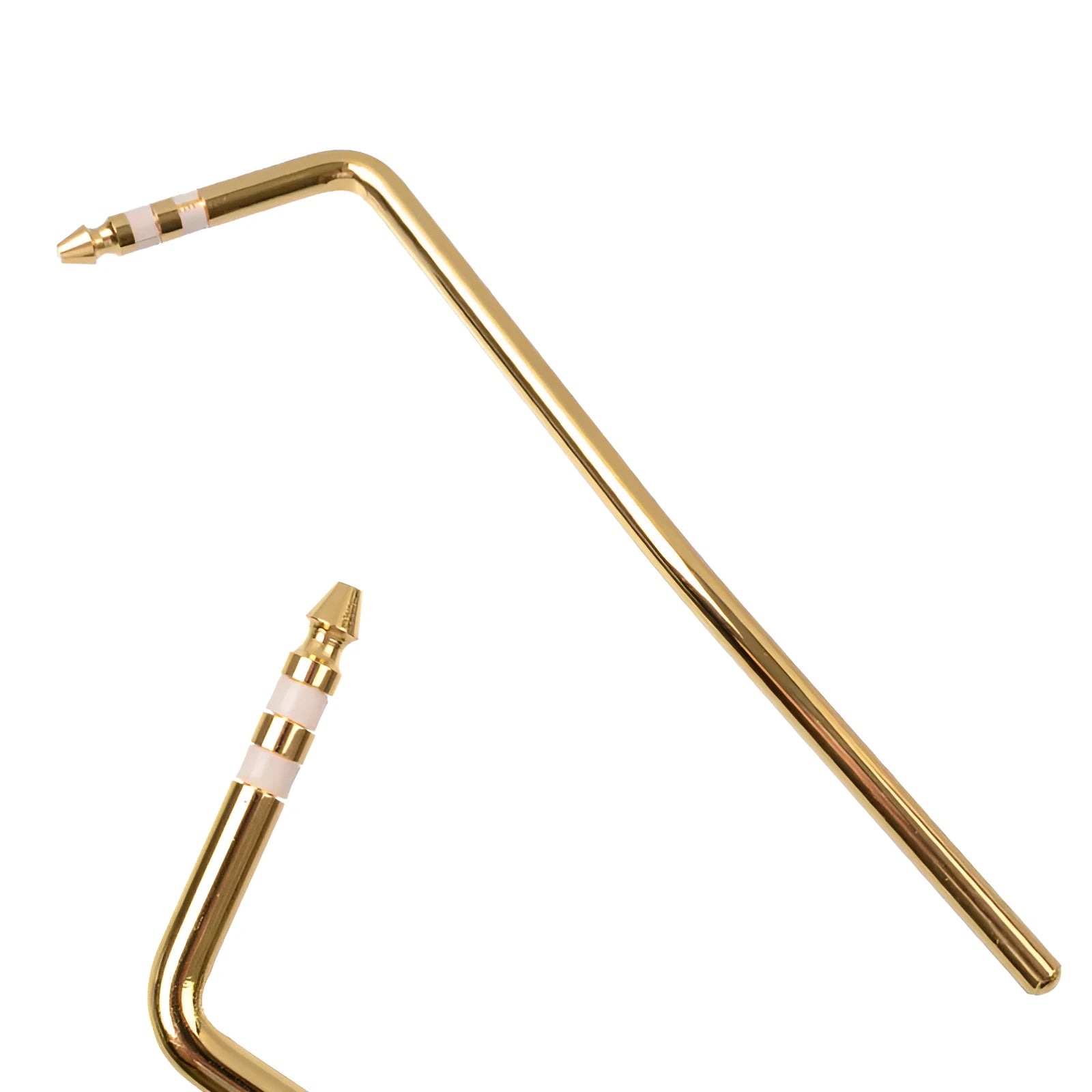Guitar tremolo bar replacement arm in gold, silver, black, and blue chrome finishes.