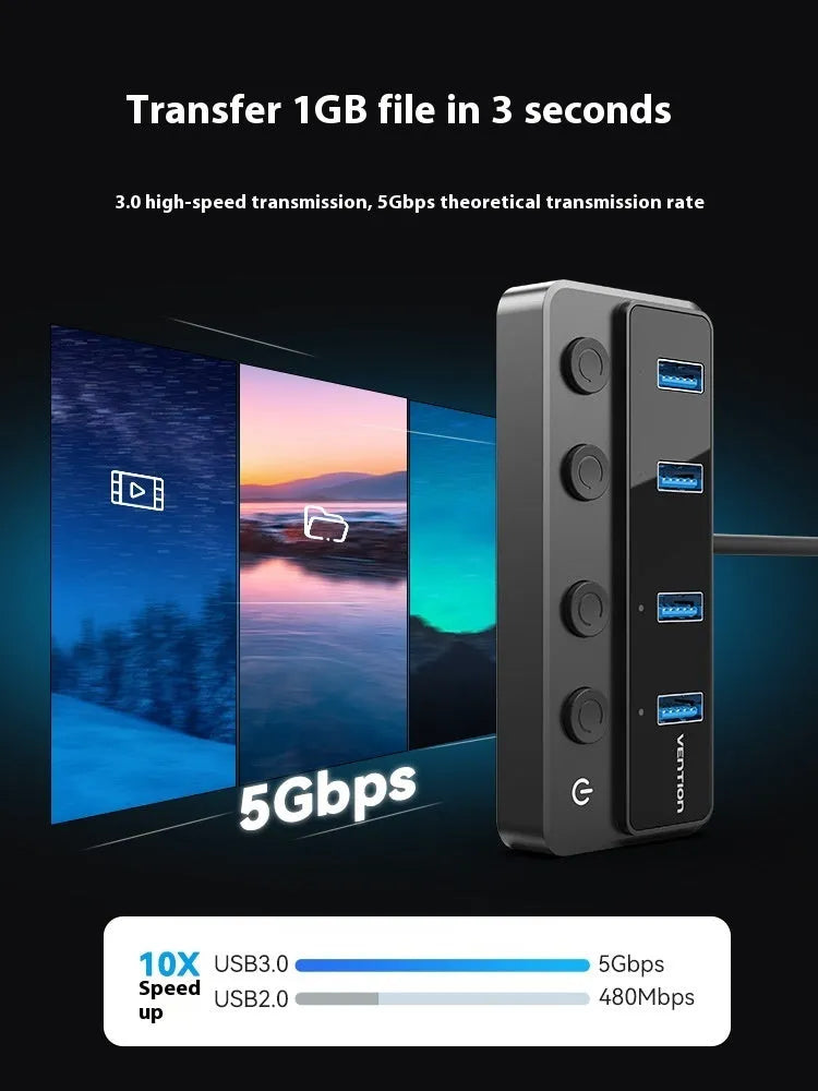 Vention USB 3.0 extender expansion dock with four interfaces and 1 metre cable