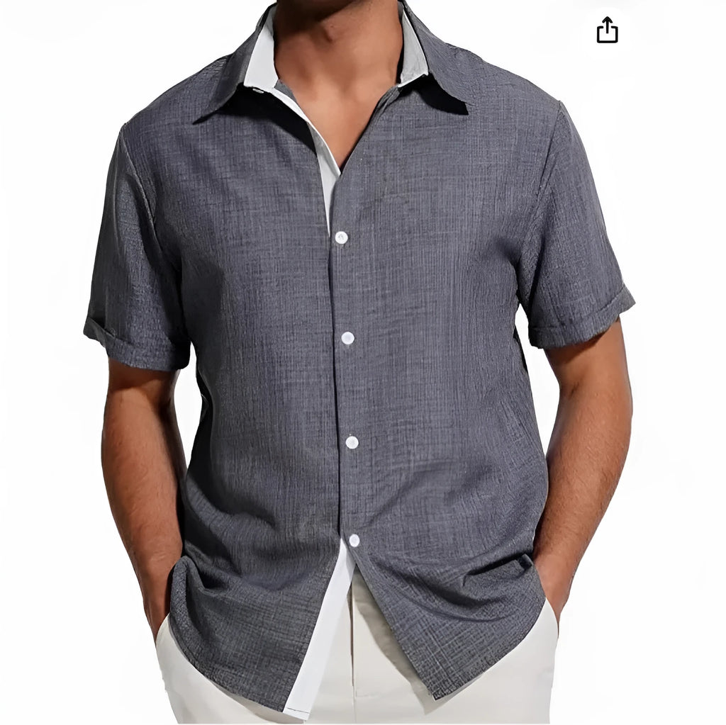 Men's short-sleeved printed floral polyester shirt in matcha green colour with regular fit design