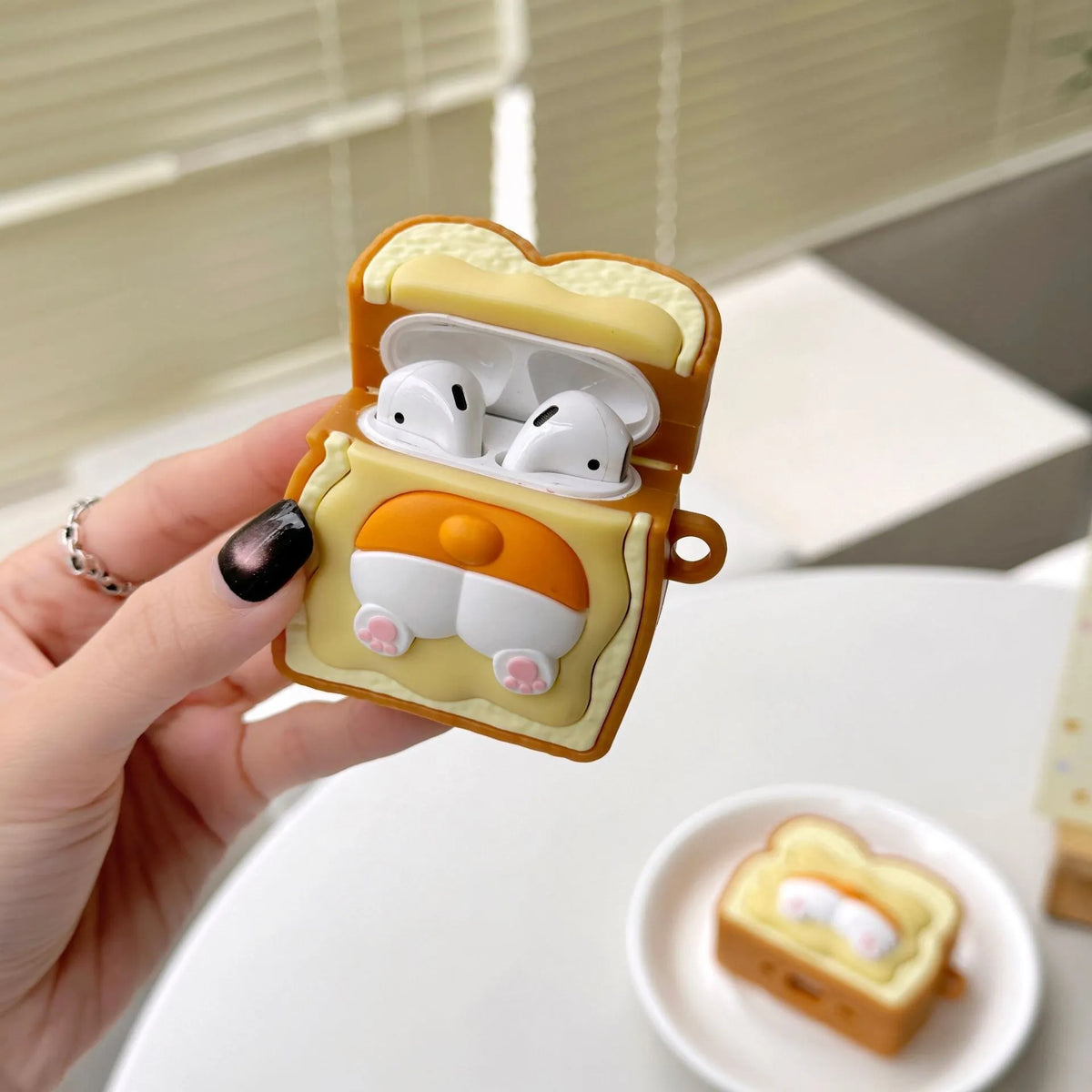 Cartoon toast small corgi silicone earphone case for Apple AirPods Pro Pro2 AirPods 3 and AirPods 1 or 2