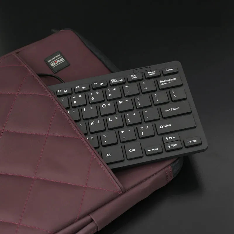 USB wired mini noiseless keyboard in black white pink or blue colours with compact design