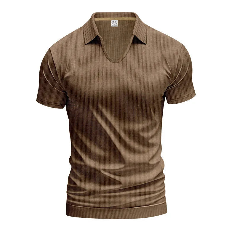 Men's loose fit V-neck short sleeve T-shirt in cotton blend fabric available in six colours