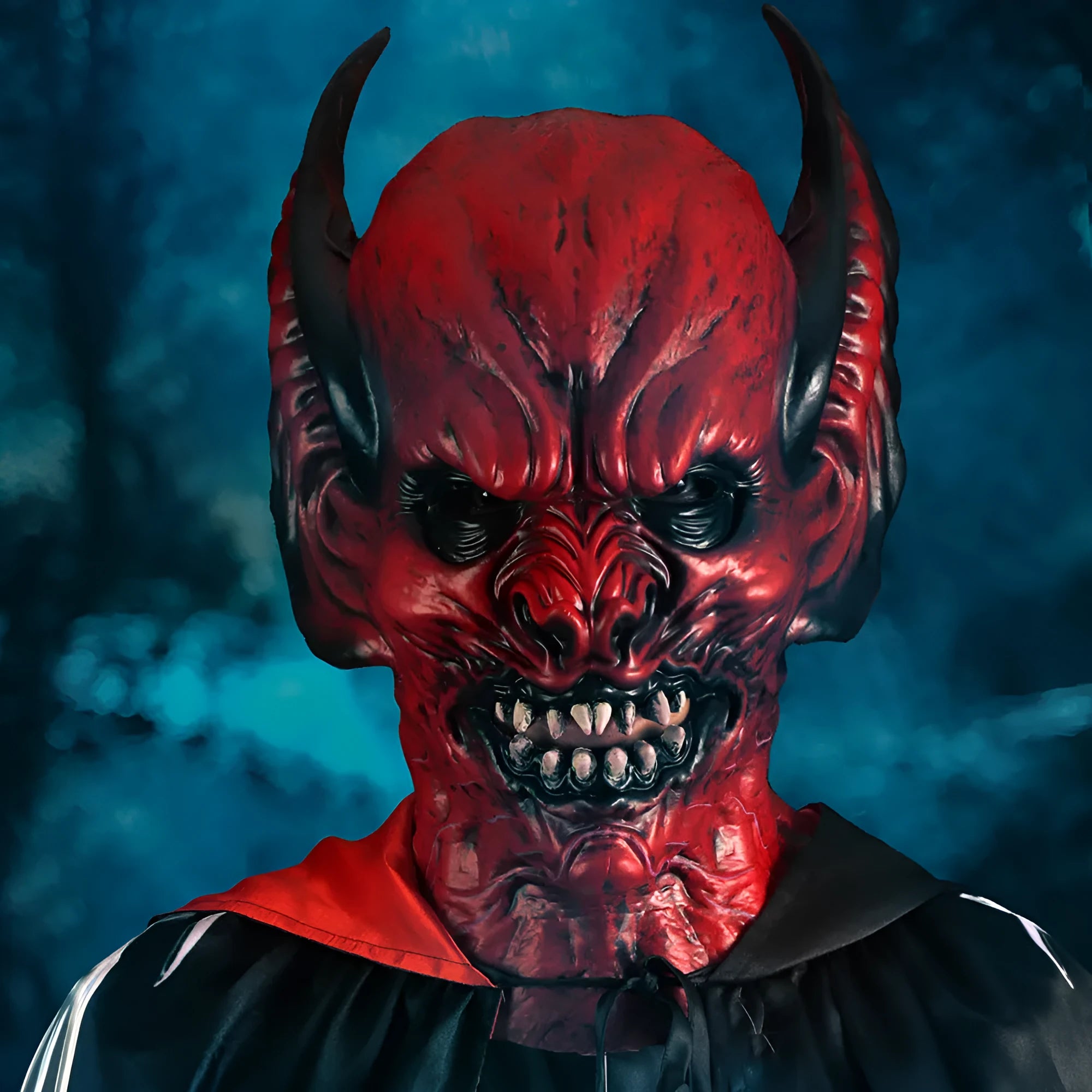 Red bat horror party hood mask for Halloween and holiday dress-up events