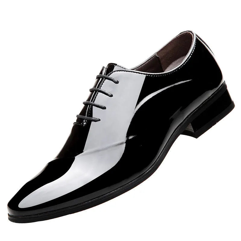 Men's black and brown formal business shoes with a tip toe shape, sizes 38-48