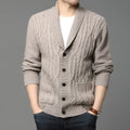 Korean style jacquard pattern knitted cardigan for men in straight cut with button front