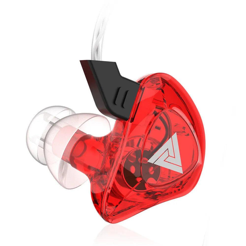 Sports ear-wrap earphones with silicone earhooks and 3.5mm plug on transparent background