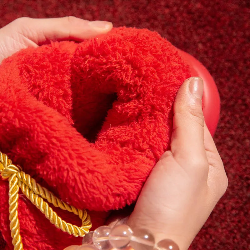 Red ethnic indoor woolen slippers with suede upper and EVA sole, sizes 36 to 45