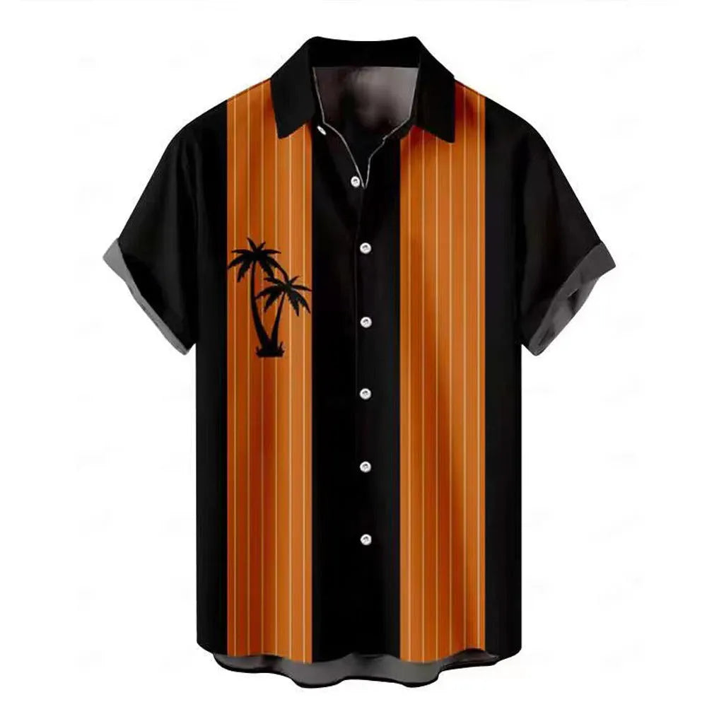 Men's Hawaiian summer shirt with 3D print in chemical fibre blend fabric showing colour options
