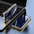 Square aluminum shell power bank with digital display showing charge percentage, in black colour option.