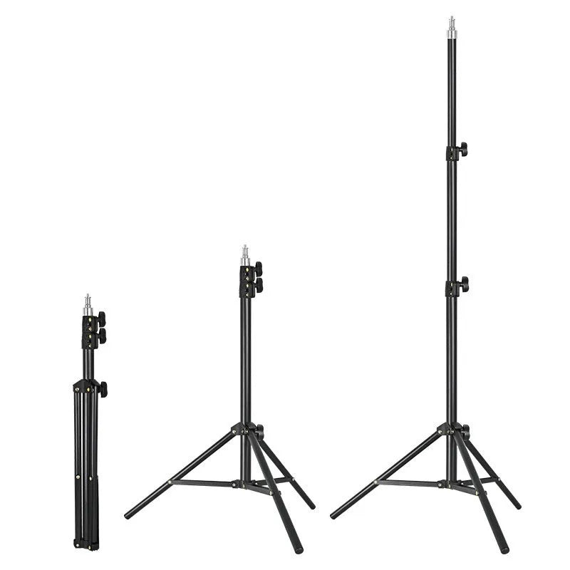 2.1m carbon steel tripod light stand with mobile phone holder for photography