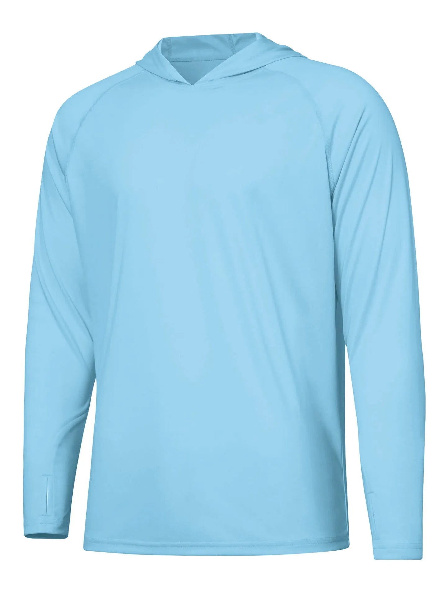 Thin polyester outdoor hooded long sleeve top for UV protection during fishing and hiking