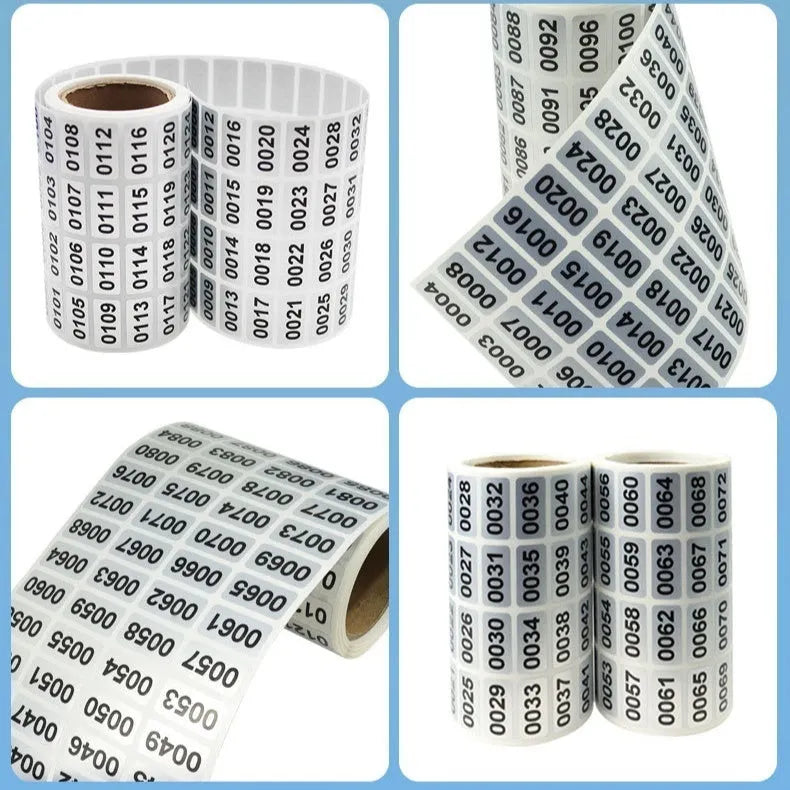 Matte silver digital label serial number sticker, 20x10mm self-adhesive thermal printing label on white base paper