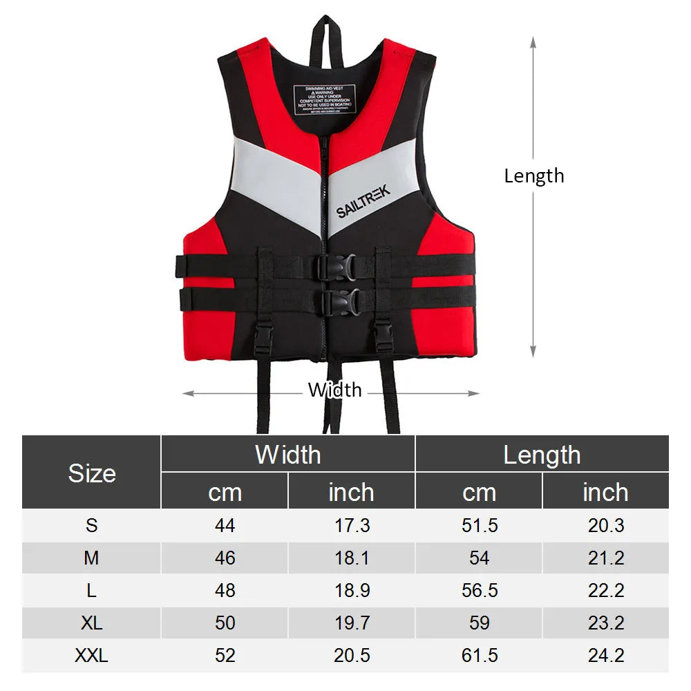 Professional life jacket thickened buoyancy neoprene red orange green S-XXL