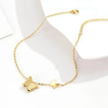 Gold butterfly anklet with stainless steel single chain, about 21cm plus 5cm extension