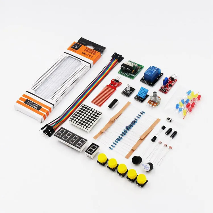 RFID upgraded Arduino starter kit with UNO R3 board, stepper motor, servo, breadboard, and modules