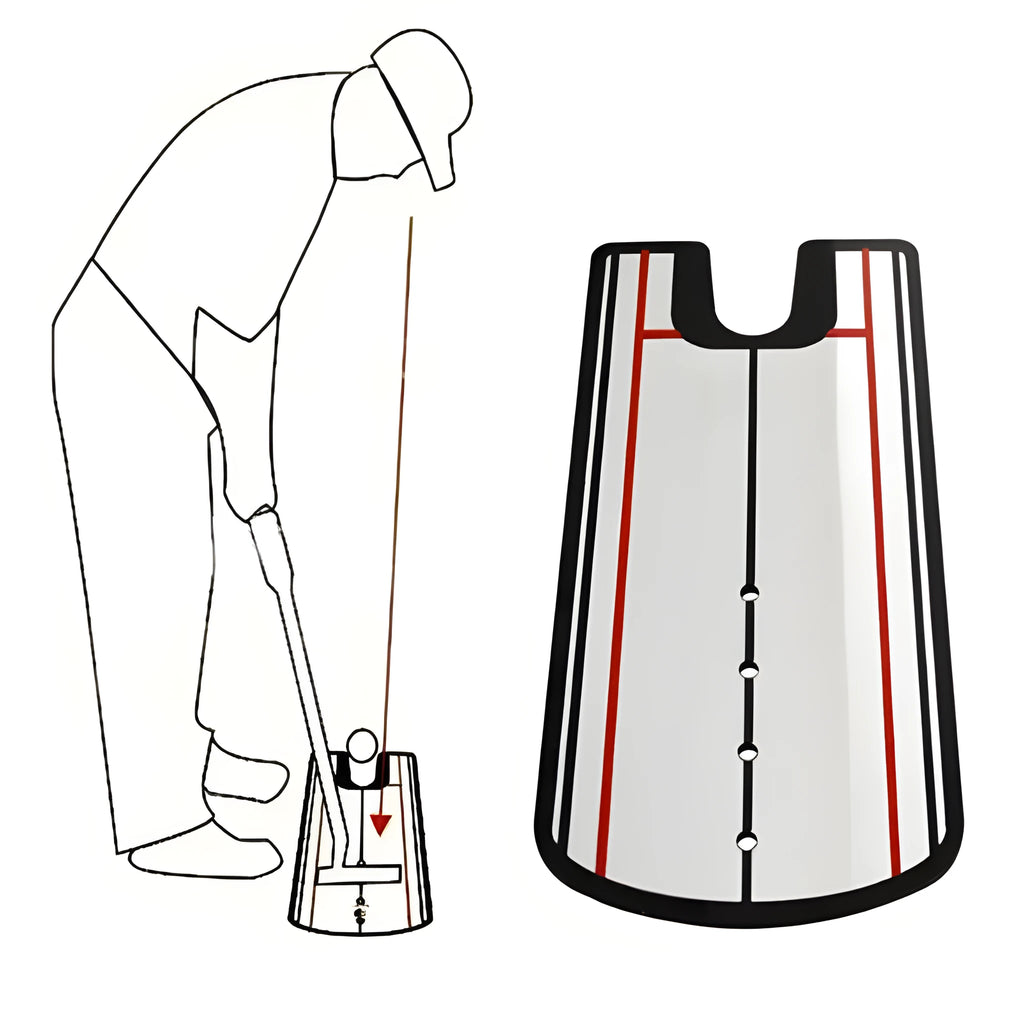 White golf putter posture correction mirror, 31cm long and 15cm wide, for putting practice