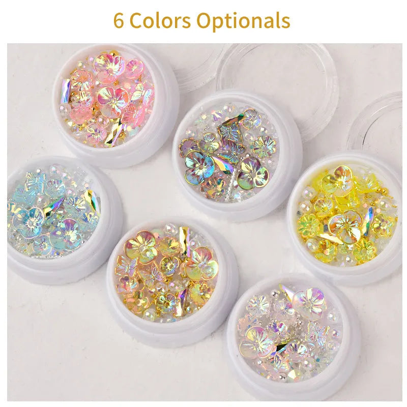 Flower Butterfly Nail sequins 15g ice through flower nail art decoration in six colours