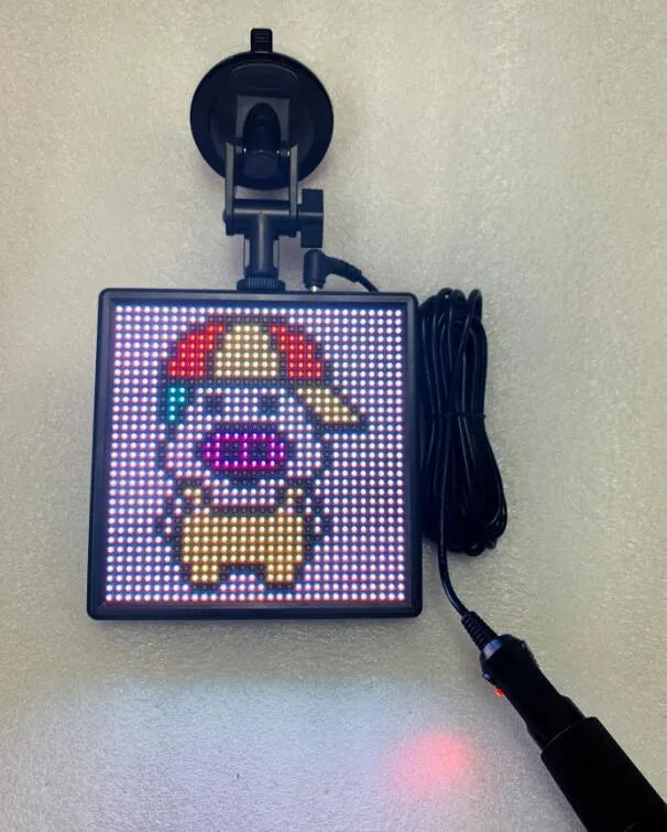 Bluetooth wireless car LED display screen with 32x32 RGB matrix in aluminium frame