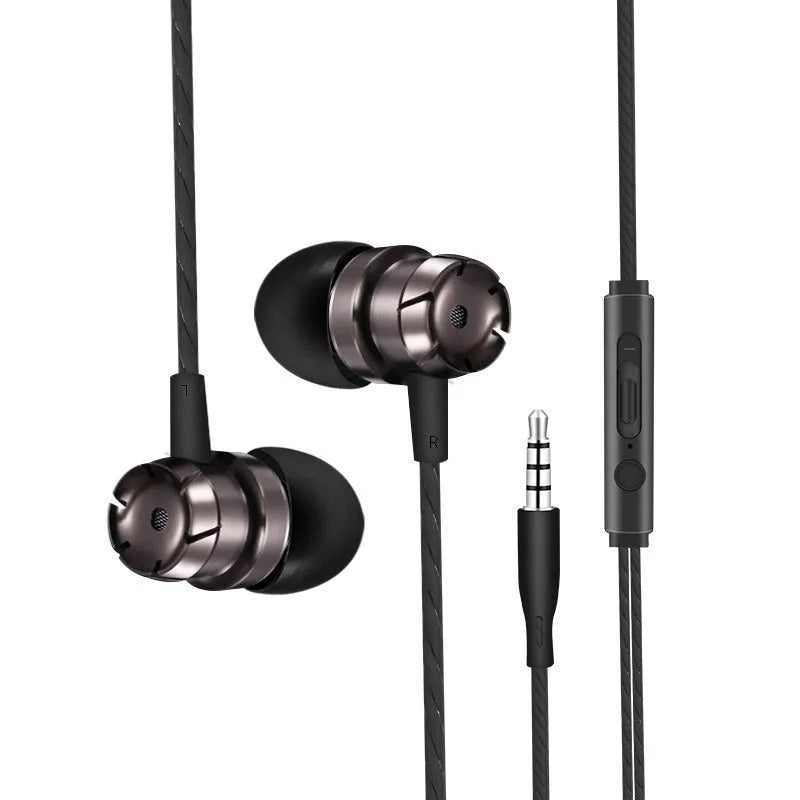 Metal turbo in-ear headphones with 3.5mm plug and microphone in black, red, gold, pink or silver