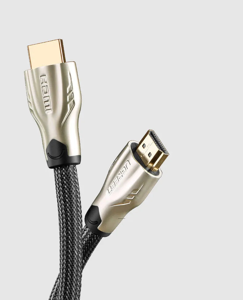 A black HDMI cable with gold-plated connectors, shown with length options from 0.5 metres to 5 metres.