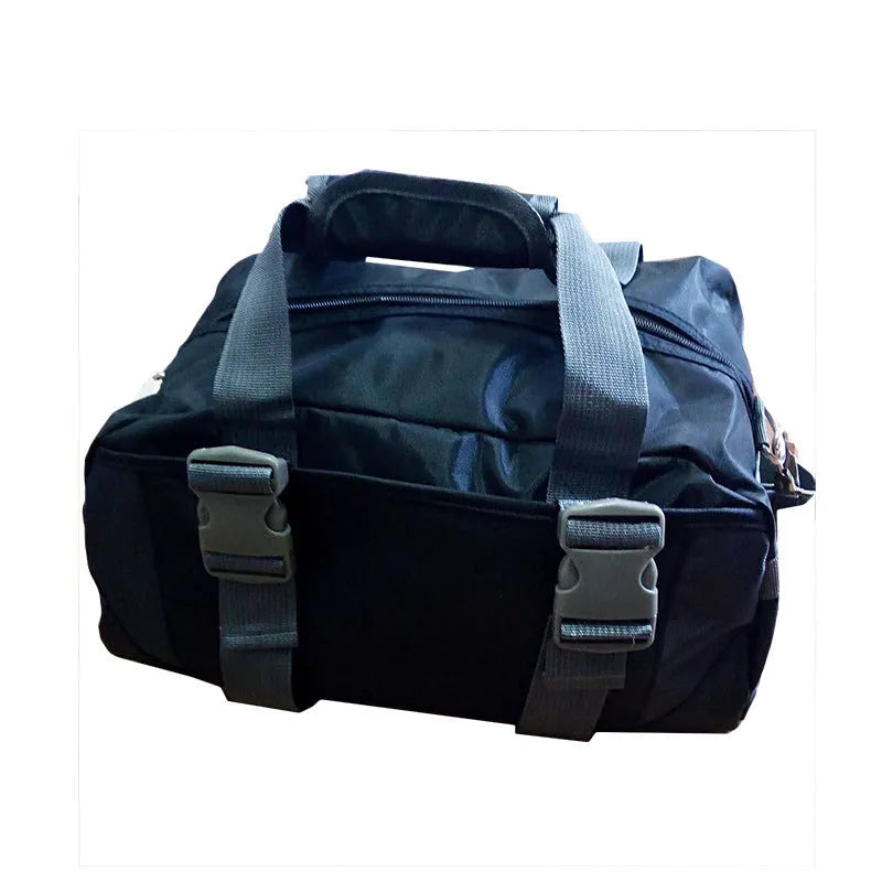 Nylon yoga gym bag showing medium and large size options in various colours including black, blue, green, pink, purple, and red